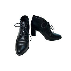 Clarks Artisan Block Heel Ankle Booties Black Lace Up Women's Size 7.5 M